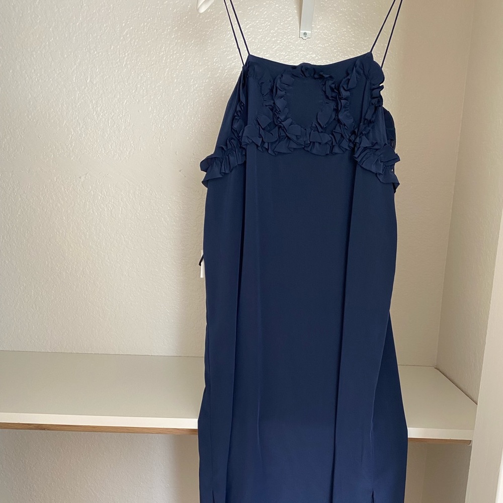 See by Chloe midi length navy blue silk dress